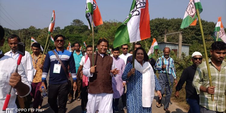 বক্সনগর বিধানসভা এলাকায় কংগ্রেসের পদ যাত্রা।