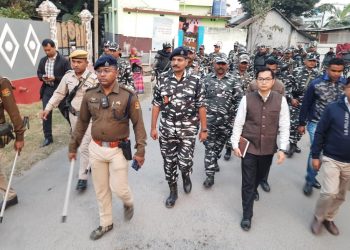 ৬ আগরতলা বিধানসভা কেন্দ্রের বিভিন্ন এলাকায় ফ্ল্যাগ মার্চ
