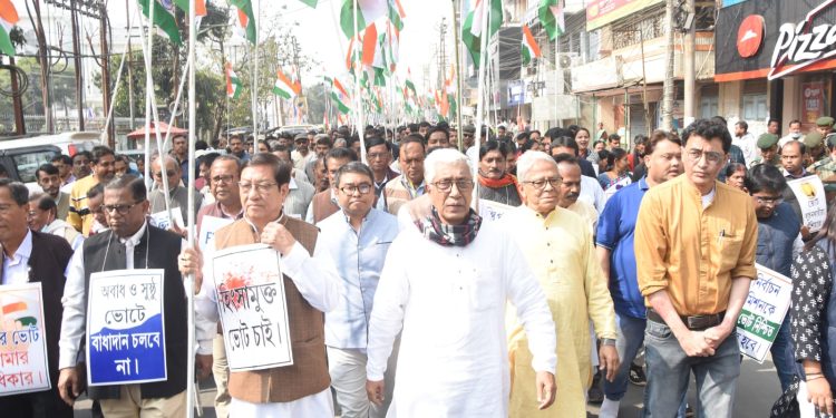 “আমার ভোট আমার অধিকার আহ্বানকে সামনে রেখে মিছিল