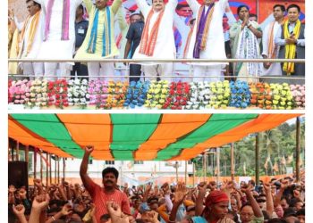 প্রধানমন্ত্রী ৯বছর‌পূর্তি‌ উপলক্ষে জে.পি.নাড্ডার উপস্থিতিতে শান্তিরবাজারে সুবিশাল জনসভার আয়োজন করা হয়।