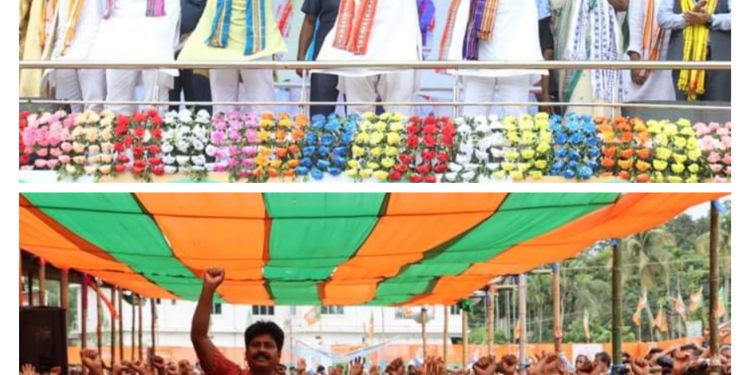 প্রধানমন্ত্রী ৯বছরপূর্তি উপলক্ষে জে.পি.নাড্ডার উপস্থিতিতে শান্তিরবাজারে সুবিশাল জনসভার আয়োজন করা হয়।