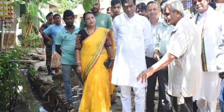 দুর্গোৎসবের আগে শহরের পরিষ্কার-পরিচ্ছন্নতা নিশ্চিত করতে বটতলা থেকে দশীমঘাট পর্যন্ত নিকাশি ব্যবস্থার কাজ পরিদর্শনে মেয়র দীপক মজুমদার।