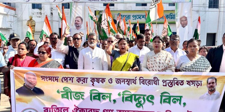 কৃষি ও বিদ্যুৎ বেসরকারিকরণ বিলের খসড়া প্রত্যাহারের দাবিতে রাজধানীর রাস্তায় বিক্ষোভ মিছিলে সামিল হলো সদর জেলা কংগ্রেস কমিটি। সরকারের সিদ্ধান্তের বিরুদ্ধে ক্ষোভ উগরে দিয়ে স্লোগানে মুখর হয় মিছিল।