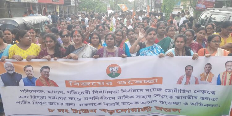 জয়ের আনন্দে পথে নেমে বিজেপি কর্মী-সমর্থকরা, বড়দোয়ালী মণ্ডলে উৎসবের আবহ