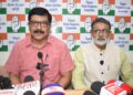 সাংবাদিকদের মুখোমুখি বিধায়ক সুদীপ রায় বর্মণ ও প্রদেশ কংগ্রেস সভাপতি আশিষ কুমার সাহা।