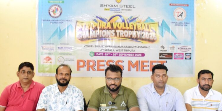 ত্রিপুরা সুন্দরী ভলিবল ফাউন্ডেশনের উদ্যোগে অনুষ্ঠিত হবে ত্রিপুরা ভলিবল চ্যাম্পিয়নশিপ। ত্রিপুরা ভলিবল অ্যাসোসিয়েশনের সহযোগিতায় আয়োজিত এই প্রতিযোগিতা নিয়ে সাংবাদিক সম্মেলনে বিস্তারিত কর্মসূচি তুলে ধরেন উদ্যোক্তারা।