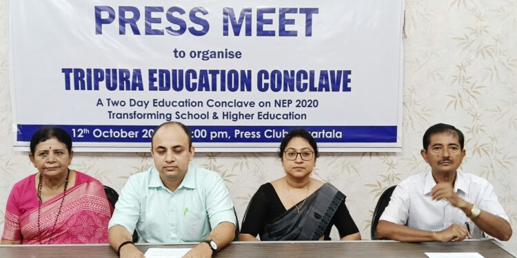জাতীয় শিক্ষানীতি (NEP) ২০২০-এর আলোকে বিদ্যালয় ও উচ্চশিক্ষার রূপান্তরের লক্ষ্যে ত্রিপুরা শিক্ষা সম্মেলন উপলক্ষে সংবাদ সম্মেলন।